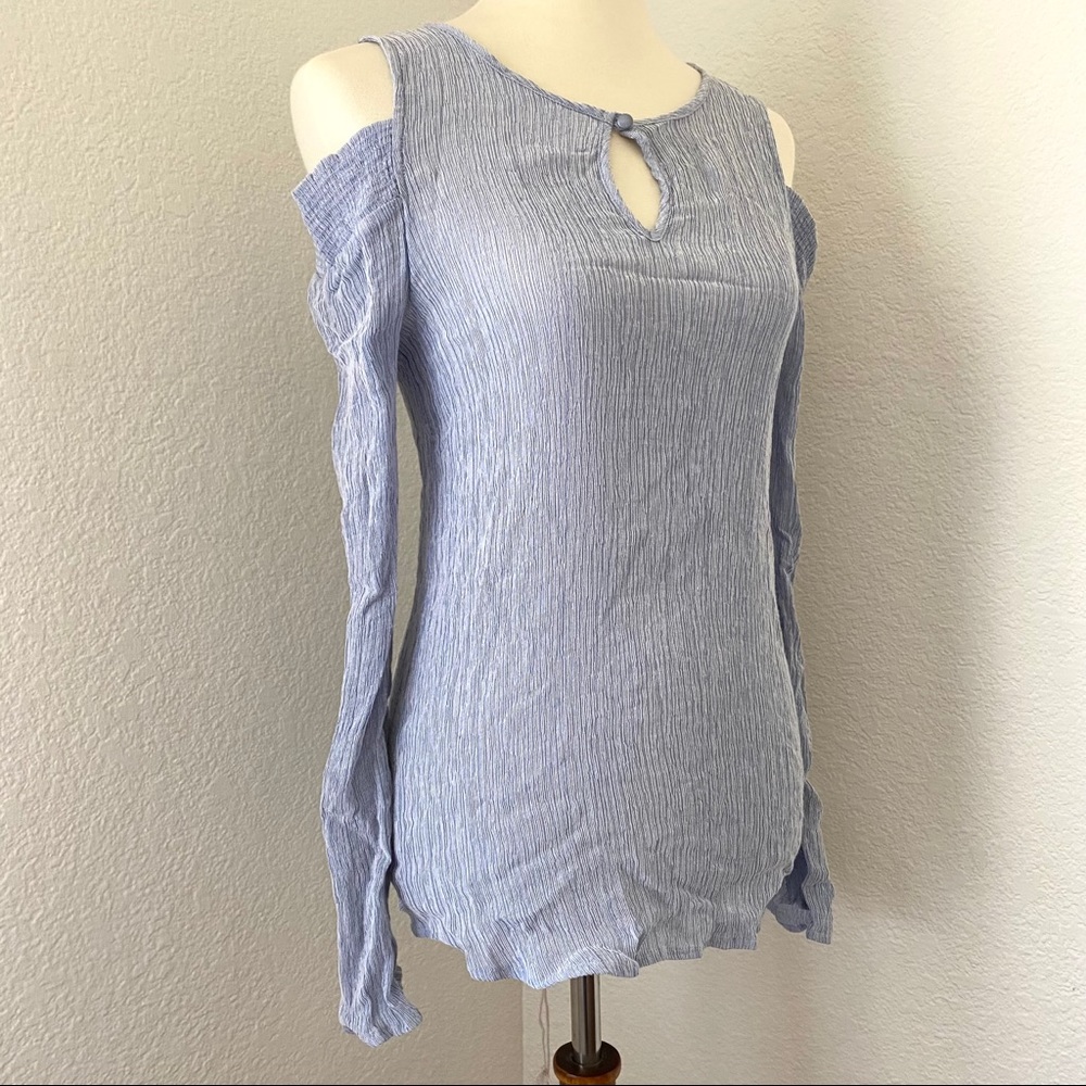 Pleione Cold Shoulder Blue Tunic Top Striped S